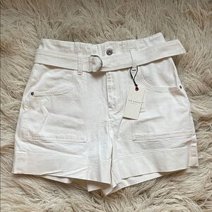 Ted Baker White High Waist Belted Shorts